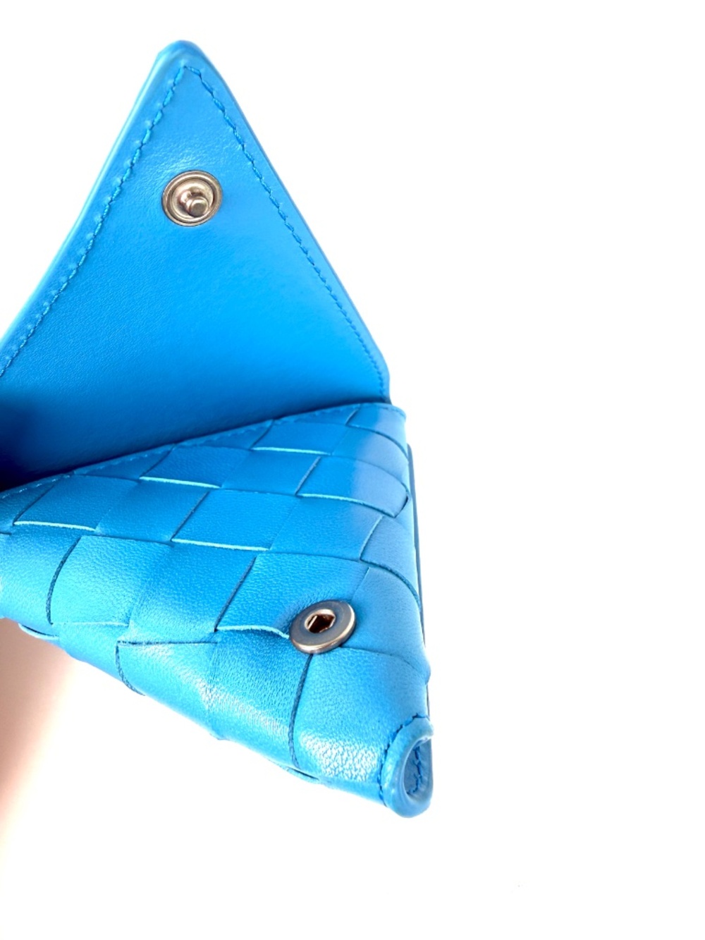 SOLD Bottega Veneta Triangle Blue Napa Leather Coin Purse Pouch - Picture 10 of 13